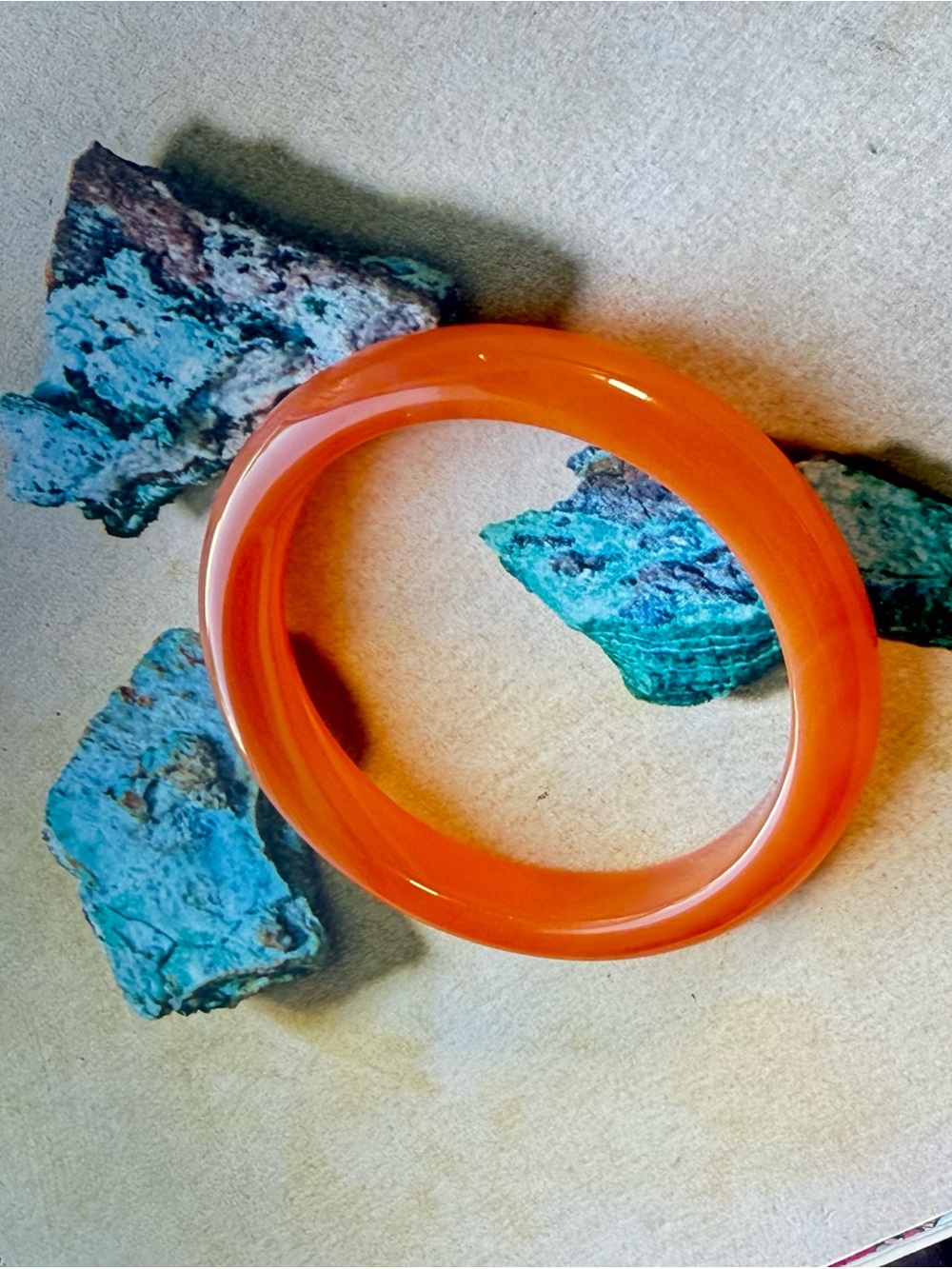 Vibrant Orange Resin Glass Bangle Bracelet
